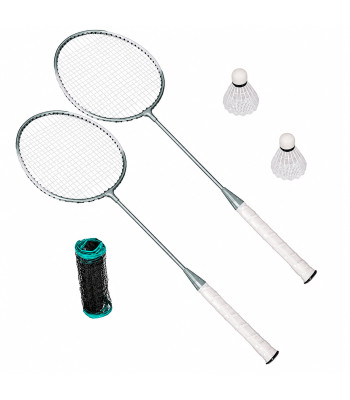Badmintono žaidimo rinkinys 4 in 1: raketės, tinklelis ir skraidukai lagamine