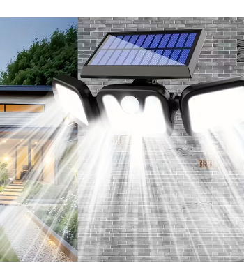Saulės energija įkraunamas 4 viename lauko gatvės šviestuvas su judesio ir sutemų jutikliais, 74 LED