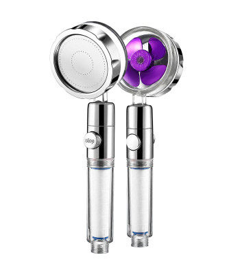 Dušo galvutė su turbo turbina ir filtru, taupanti, aukšto slėgio