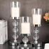 Stiklinės metalinės sidabrinės žvakidės-lampionai „Glamour“, 3 vnt. rinkinys