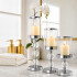 Stiklinės metalinės sidabrinės žvakidės-lampionai „Glamour“, 3 vnt. rinkinys