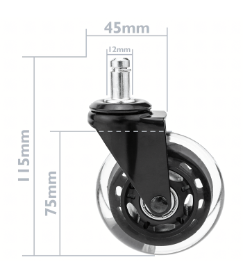 Guminis kaučiukinis ratukas biuro ir žaidimų kėdei su guoliu, 1 vnt., 12 mm