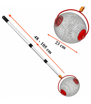 Teleskopinis riešutų, kamuolių, obuolių ir vaisių rinktuvas, kotas 48–105 cm