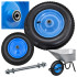 Guminis karučio ratas su kamera ir ašimi, tvirtas, 2PR 4.00-8