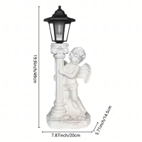 Saulės energija įkraunama LED angelo figūrėlė, žvakidė, sodo ir kapo dekoracija, 49 cm