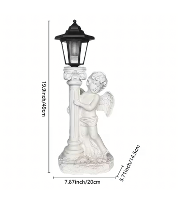 Saulės energija įkraunama LED angelo figūrėlė, žvakidė, sodo ir kapo dekoracija, 49 cm