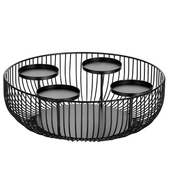 Metalinis apvalus advento žvakių laikiklis-krepšelis, dekoratyvinė kompozicija 4 žvakėms 30cm