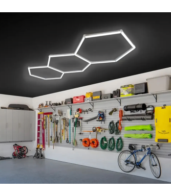 LED šešiakampių panelių apšvietimas dirbtuvėms, garažui ir namams, 125W, 6500K, 247x98cm