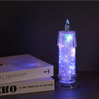 Elektrinė LED žvakutė – įdėklas žvakidei, blizganti, baterijomis, 19,5 cm