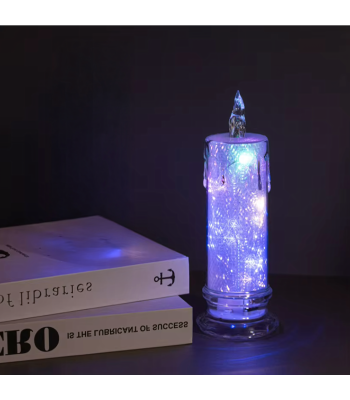 Elektrinė LED žvakutė – įdėklas žvakidei, blizganti, baterijomis, 19,5 cm