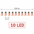 Kalėdinė LED girlianda su sniego seneliais, dekoracija, 10 vnt., 110 cm