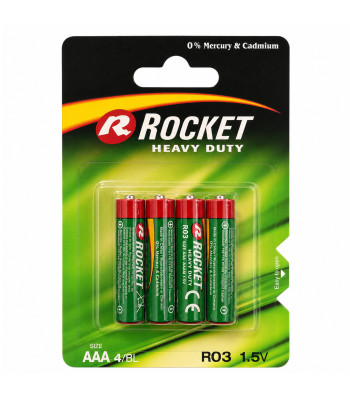 Rocket cinko-anglies baterijų rinkinys, 40 vnt. (10 rinkinių po 4 vnt.), AAA R03, 1,5V