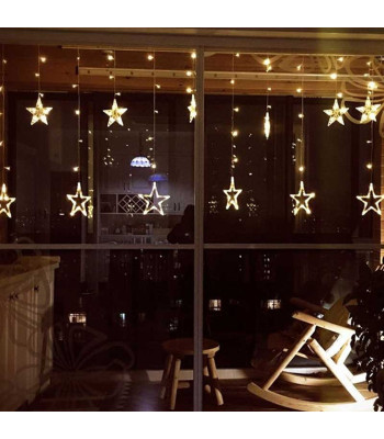 Šviečianti girlianda, užuolaida su žvaigždėmis, dekoratyvinės kalėdinės lemputės, 2 m, 120 LED