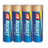 Šarminės baterijos Rocket, 180 vnt. (45 rinkiniai po 4 vnt.), LR06 AA LR6 1,5V