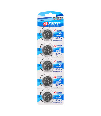 Ličio saginės baterijos Rocket, 100 vnt. (20 rinkinių po 5 vnt.), CR2032, 3V, 240mAh