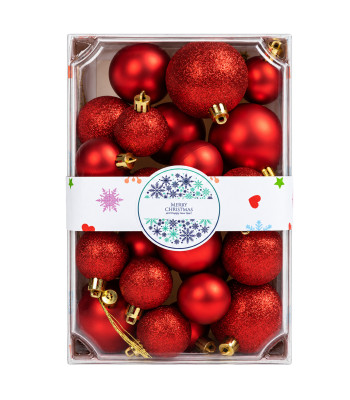 Kalėdiniai eglutės burbulai, blizgantys, nedūžtantys, dekoratyviniai, rinkinys 26 vnt.