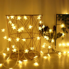 Kalėdinė užuolaidinė šviečianti girlianda su žvaigždutėmis, 100 LED, šiltai balta, 10 m