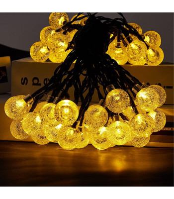 Saulės energija įkraunama šventinė lauko girlianda su rutuliukais, 50 LED, 7,5 m