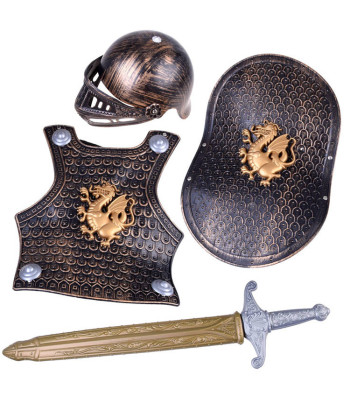 Riterio šarvai su šalmu, skydu ir kalaviju