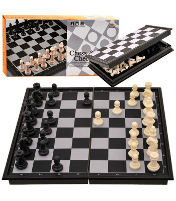 Magnetinės šachmatų ir šaškių žaidimų rinkinys 2-in-1