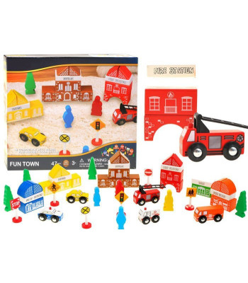 Mediniai kaladėlės MIESTELIS Gaisrinė ZA1804