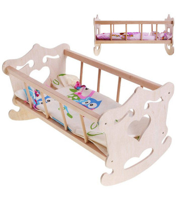 Medinė lopšys lėlėms 50 cm su patalyne