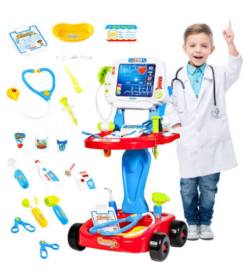 Vaikiškas gydytojo rinkinys su vežimėliu