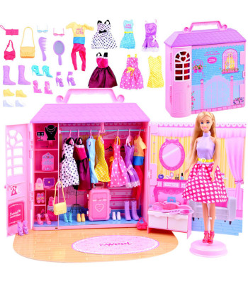 Anlily Lėlė su drabužių spinta