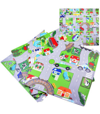 Dideli putų dėlionės ULICA Minkšta žaidimų kilimėlis vaikams 120x120cm ZA2510