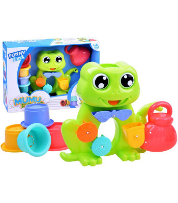 Žaislinė varlytė su kibirėliais voniai