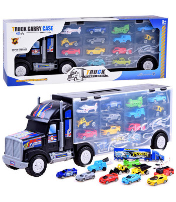 Didelis sunkvežimis su automobiliais