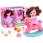 Lėlė kūdikis su supamo arkliuku ir priedais