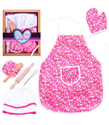 Vaikiškas virėjo rinkinys: prijuostė, kepurė, kočėlas