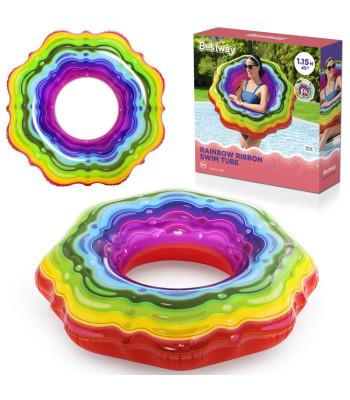 Bestway Pripučiama plaukimo žiedas 115 cm SPALVOTA GALARETKA