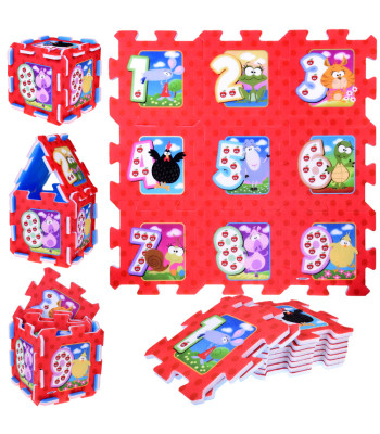 Piankiniai dėlionės gyvūnai ir skaičiai kilimėlis kūdikiams 93x93cm ZA3147