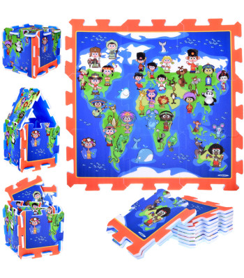Piankinės dėlionės Vaikai pasaulio kilimėlis žaidimams 93x93cm ZA3149