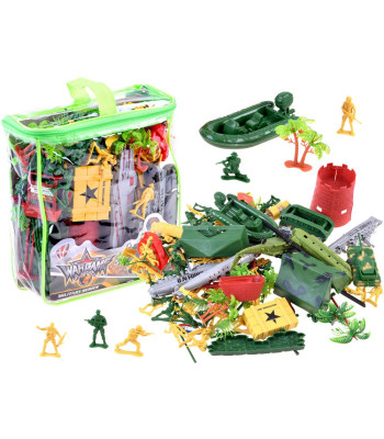 Didelis kareivėlių rinkinys žaislui su tanku ir sraigtasparniu