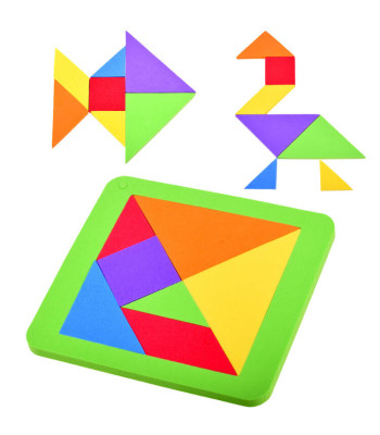 Daugiaspalvis logikos žaidimas Tangram