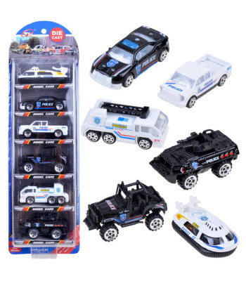 Metalinių Policijos Automobilių Rinkinys - 6 vnt.
