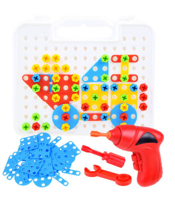 Didelis konstruktorių rinkinys su varžtuvais ir grąžtu