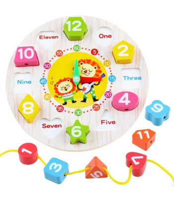 Medinis edukacinis laikrodis su rūšiavimo žaidimu ZA3608