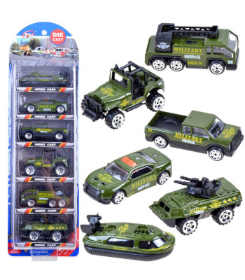 Metalinių automobilių rinkinys KARIUOMENĖ 6 vnt.