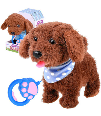 Interaktyvus pliušinis šuniukas su pavadėliu