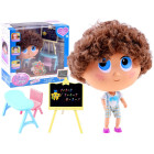 Lėlė Tymek - žaidimas mokykloje su lenta ir stalu