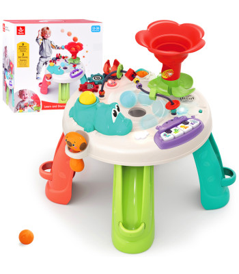 Interaktyvus staliukas su spalvotomis kamuoliukais ir pianinu