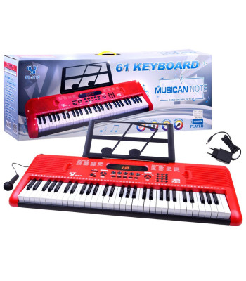 Organy su mikrofonu 61 klavišai raudoni IN0132
