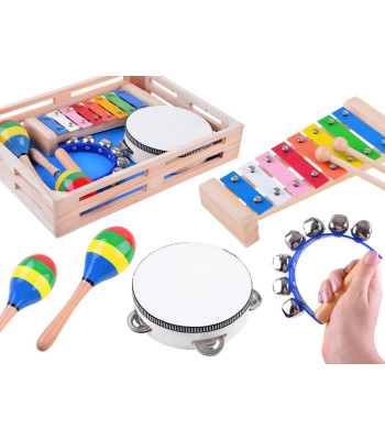 Medinis muzikos instrumentų rinkinys 4in1 žaislas IN0134