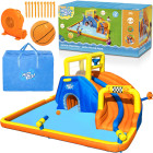 Bestway milžiniškas vandens žaidimų parkas 551x502x265 cm su čiuožykla ir siena 53377