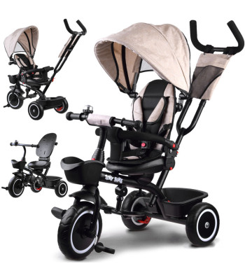 Triratukas Tiny Bike 3in1 smėlio spalvos su stogeliu SP0650