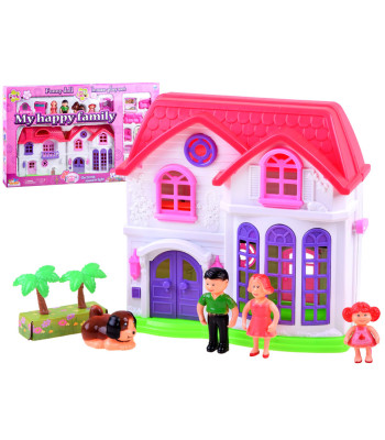 Išskleidžiamas šeimos namelis su lėlėmis ir baldais